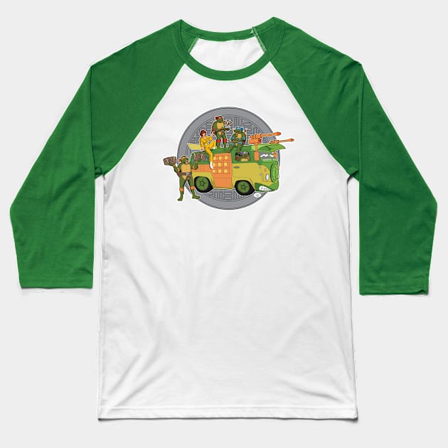 Pizza time with the Turtles Baseball T-Shirt by Gen Pop Art